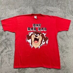 Tazmanian Devil Vintage T-Shirt Mens size XL, Bad Dad, Red, Single Stitch, 80's